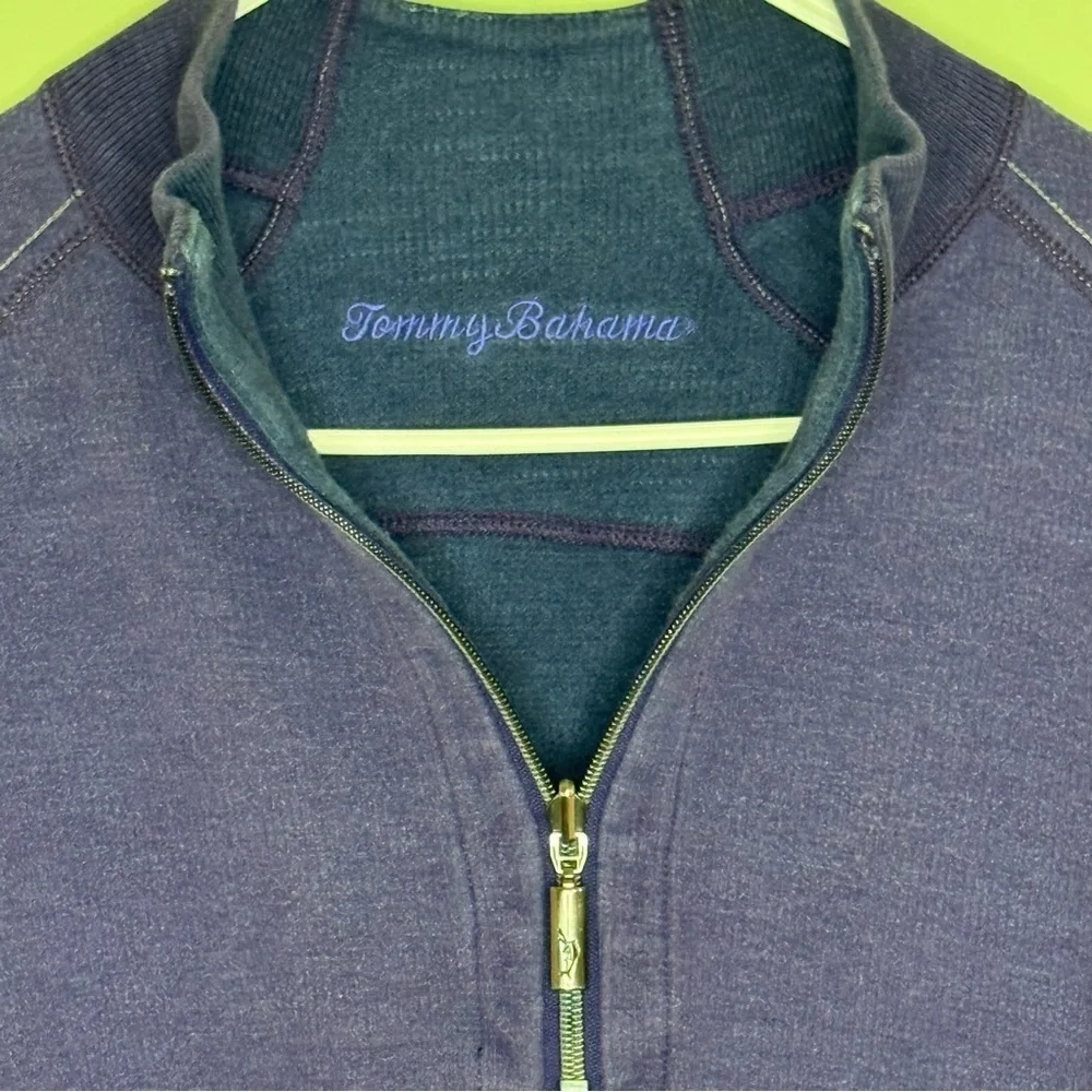 Tommy Bahama Flip Shore Reversible 1/4 zip sweater blue / purple mens L